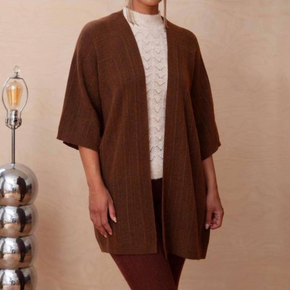 Kerisma ARIANA wool blend open front cardi in chestnut